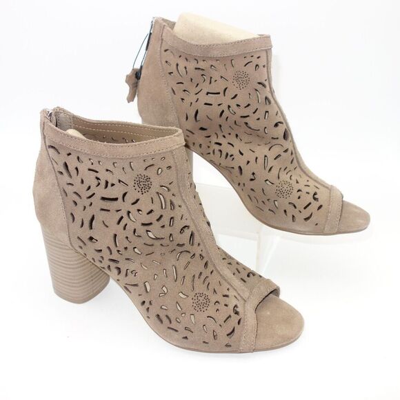 American Rag Shoes - NEW American Rag Glia Perforated Suede Shooties Booties Peep Toe Women's 8 Brown